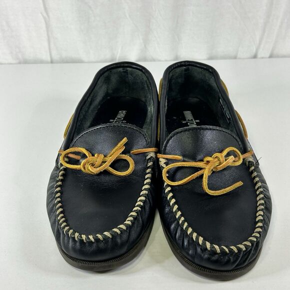 Minnetonka Moccasin Camp Moc Loafer Slipper Black Leather Men\'s 10.5 main image 6